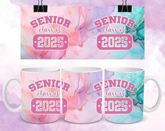 Pink Graduation Mug Wrap, Graduation Gift, Graduate Class of 2025 Mug Wrap, 11oz, 15oz Mug Wrap Template for Sublimation, Digital Download