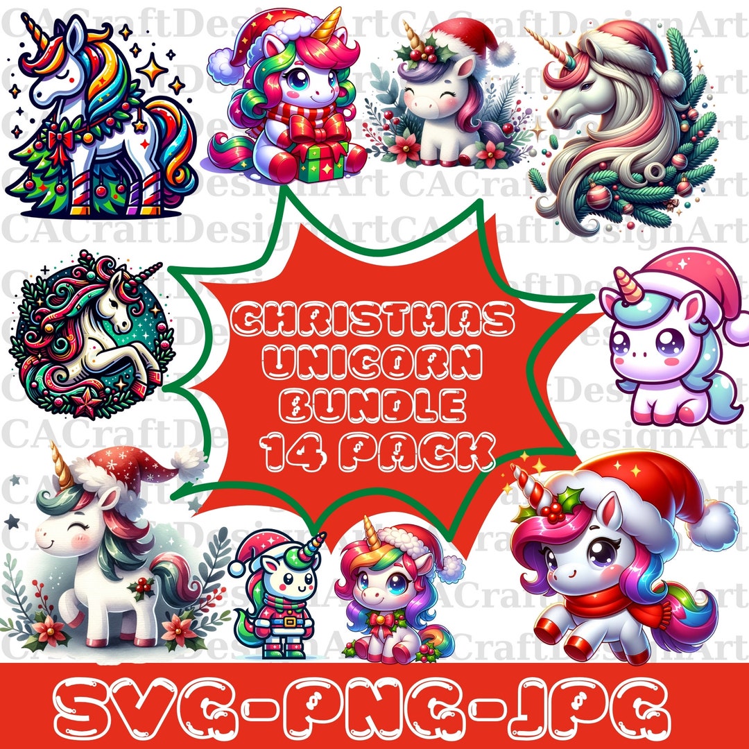 Christmas Unicorn Svg, Happy New Year Png, Unicorn Party, Cute Unicorn ...