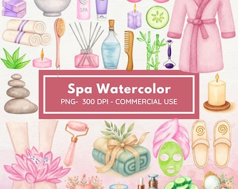Clipart acquerello spa - Festa spa - Ragazze spa - Festa coccole - Glam - Spa PNG - Clipart per bambini - Clipart carino - Trucco - Licenza commerciale