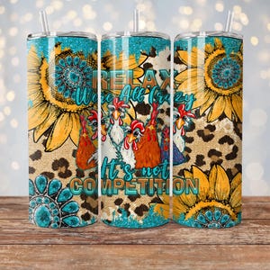 Crazy Chicken Tumbler Wrap: Western Sunflower Sublimation Design (Digital Download)