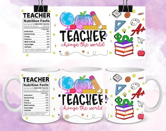 Teacher life Mug Design, Teacher Mug, Wrap Around Mug Template 11oz & 15oz, Sublimation, High-Quality, Instant Digital Download