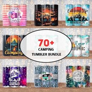 70+ Camping Tumbler Wrap Designs: Sublimation PNG Bundle