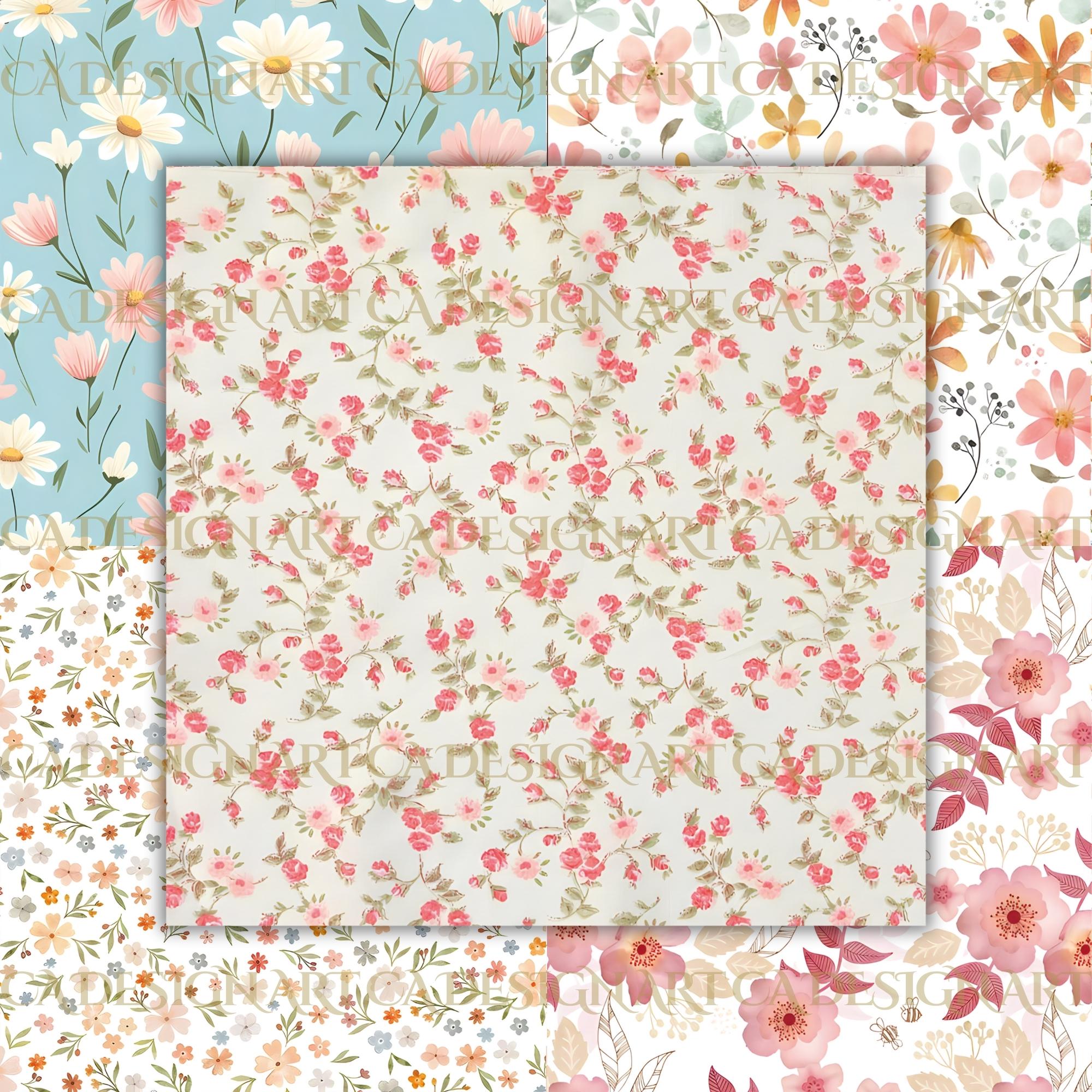 Floral Printable Paper Seamless Png Watercolor Shabby Chic Digital ...
