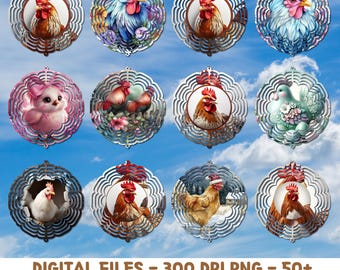 Chickens Wind Spinner Sublimation Bundle, Country Roosters Wind Spinner PNG, Farm Windspinner Sublimation, Chicken PNG File Digital Download
