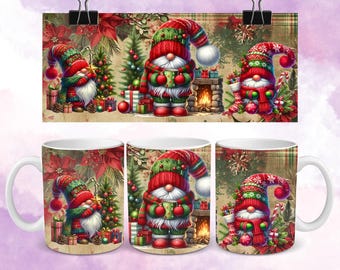 Christmas Mug Wrap Sublimation Designs Christmas Cup Wrap Christmas Gnome Mug Designs Download 11oz & 15oz Coffee Mug Wrap PNG
