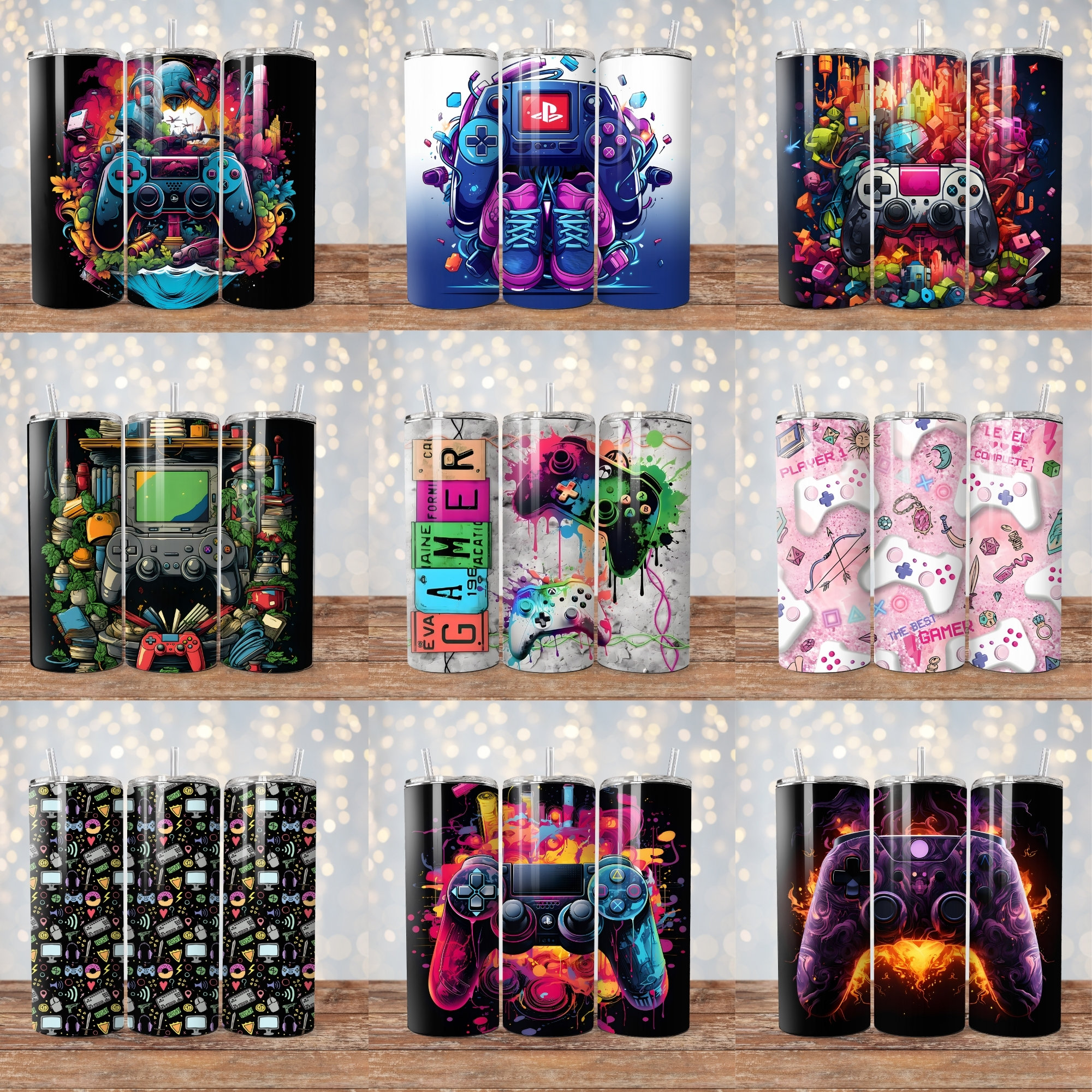 110+ Gamer Tumbler Wrap Bundle, 3D Game Controller Tumbler Wrap, Video ...