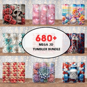 680+ Mega 3D Tumbler Wrap Bundle, 20oz Skinny Flowers Tumbler Bundle, Full Wrap Tumbler Design, Sublimation Designs, Floral Dog Seamless PNG