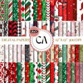 260+ Christmas Digital Paper Mega Bundle, Christmas Print Digital Papers, holiday scrapbook papers, Santa Pattern, christmas tree background
