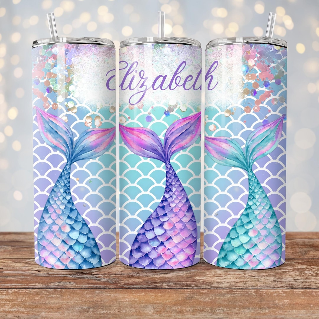 Mermaid Tumbler Wrap PNG 20 Oz Tumbler Design Add Your Own Name Cute ...