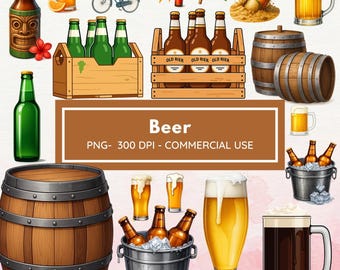 Beer Mugs Clipart, Beer Glasses Clipart, Printable Watercolor Alcohol Clipart, High Quality JPGs, Paper Craft Junk Journal, Digital Download