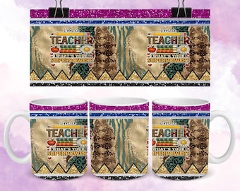 Teacher Mug Sublimation Design, Teacher Life Wrap Around Mug Template 11oz & 15oz, Sublimation, High-Quality, Instant Digital Download