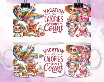 Grappige oma mokomslag, PNG | Sublimatie mok van 11 oz en 15 oz | Digitale download Crazy Retired Lady | Zomerse mok cadeau-idee voor senioren