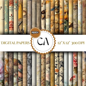 Vintage Digital Papers Bundle, Old Scrapbook Paper, Vintage Junk Journal, 1929 Vintage Papers, Antique Digital paper, Ephemera Digital Paper