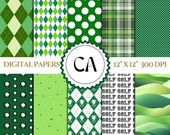 Golf Digital Paper Pack: Scrapbook Backgrounds (12x12&quot;)