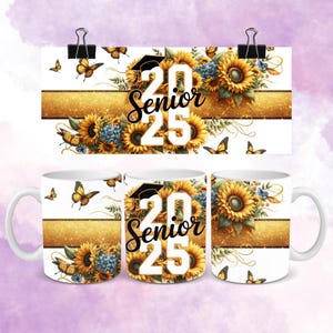 Gold Graduation Mug Wrap: Class of 2025 Sublimation Template (Digital Download)