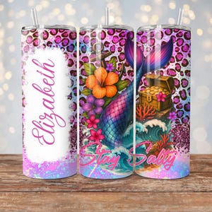 Mermaid 20oz Tumbler Wrap Customizable Design, Mermaid Add Your Own Text 20 skinny sublimation Design, Straight/Tapered Tumbler PNG Digital