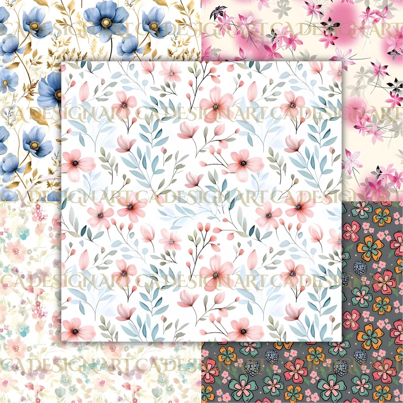 Floral Printable Paper Seamless Png Watercolor Shabby Chic Digital ...