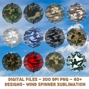 Camo Wind Spinner Sublimationsdesigns: 40+ PNG Dateien (Digitale Datei)
