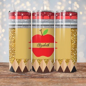 Customizable Teacher Appreciation Tumbler Wrap: Apple Design (Digital Download)