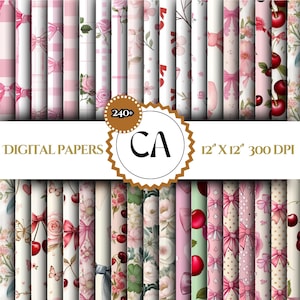 Coquette Digital Paper Pack: Shabby Chic Pink Roses (Digital Download)