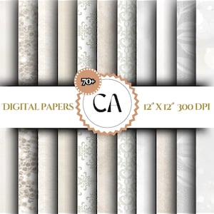 Watercolor Digital Papers Bundle, Watercolor Paper Textures, Paper Digital Backdrop, White Paper Texture, Digital Scrapbook Paper Clipart