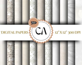 Lot de papiers numériques aquarelle, textures de papier aquarelle, toile de fond numérique papier, texture de papier blanc, clipart papier Scrapbooking numérique