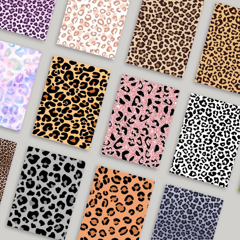 Leopard Print Digital Paper Bundle, Scrapbook Paper, 12x12, Cheetah ...