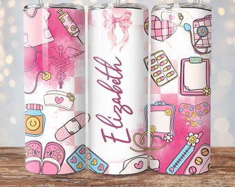 Ajoutez votre nom infirmière gobelet Wrap PNG, 20 oz design de gobelet skinny, personnalisé ajoutez votre propre nom/Sublimation de texte, téléchargement numérique