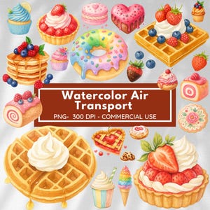 Pastel snoep clipartbundel, traktaties clipart, zoete lekkernijen PNG, cupcake, ijs, snoep, snoep, suikerspin, commercieel gebruik