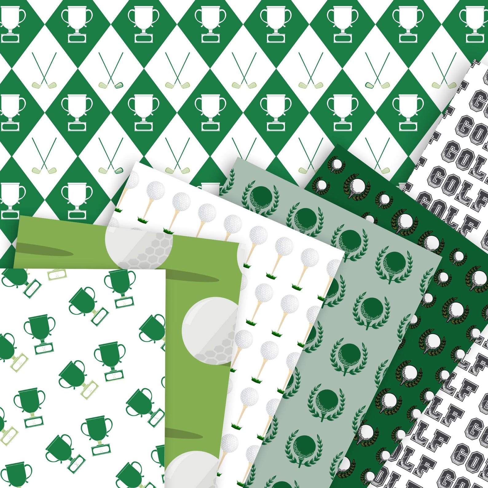 Golf Paper Frame 30+ Golf Digital Papers Pack, Scrapbook Papers, Sports Digital Paper ...