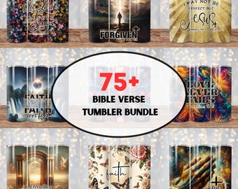 75 + Bibelbecher-Wrap-Bundle, christliche Zitate religiöser Becher, christliche Bibelverse Sublimationsglaubensbecher, christlicher Becher PNG