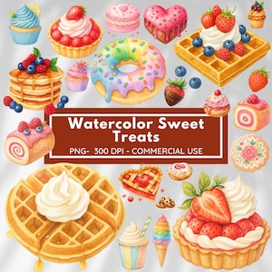 Pastel snoep clipartbundel, traktaties clipart, zoete lekkernijen PNG, cupcake, ijs, snoep, snoep, suikerspin, commercieel gebruik