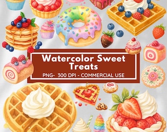 Zestaw Pastelowych Słodyczy Clipart, Przysmaki Clipart, Słodkie Przysmaki PNG, Babeczka, Lody, Cukierki, Słodycze, Wata Cukrowa, Wykorzystanie Komercyjne