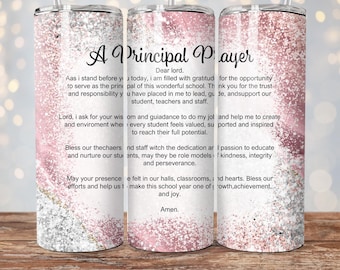 Principal Prayer Tumbler Wrap, 20 oz Skinny Tumbler sublimation design, Christian Principal PNG, Bible Verse Digital Download template