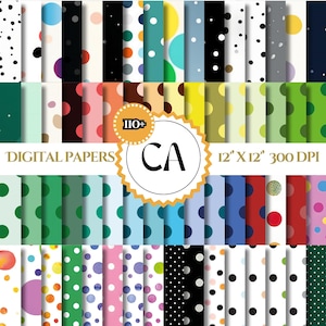 110+ dots digital paper dots pattern 12x12 pastel neutral bright dark seamless digital rainbow polka dot paper tiny polka dot scrapbook