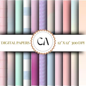 Essential Pastel digital paper pack papers. Spring background bundle sheets printable. Patterns scrapbooking pages. Commercial use.