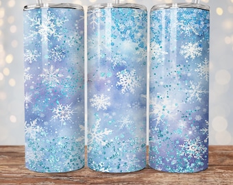 Winter sneeuwvlok beker wrap, kerst 20oz mager beker sublimatie ontwerp, Let It Snow beker png, kerst sneeuwvlok beker ontwerp