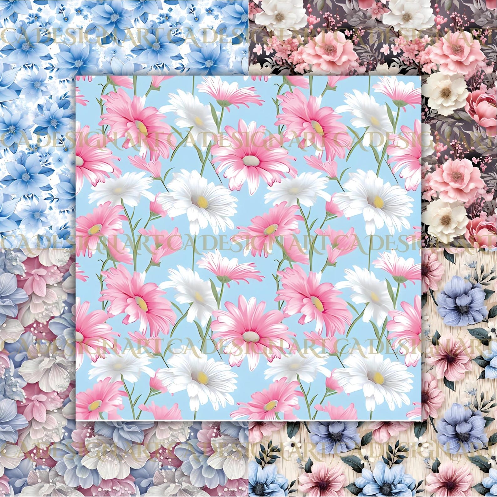 Floral Printable Paper Seamless Png Watercolor Shabby Chic Digital ...