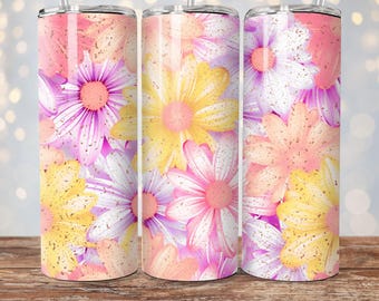 Spring Floral Tumbler Wrap, Flower Tumbler Wrap, Spring Flowers Sublimation Designs, 20oz Skinny Floral Tumbler PNG, Digital Download