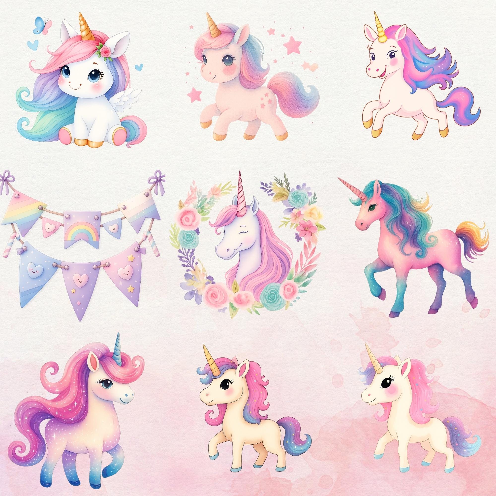 Watercolor - Cute Unicorn Png - Unicorn Clipart Bundle - Unicorn ...