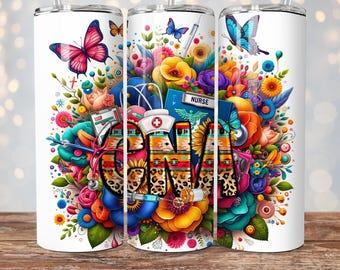 CNA Nurse Tumbler Wrap, CNA Nurse Sublimation Design, Nurse 20oz Skinny Tumbler Design, Floral Nurse CNA Tumbler Sublimation Download