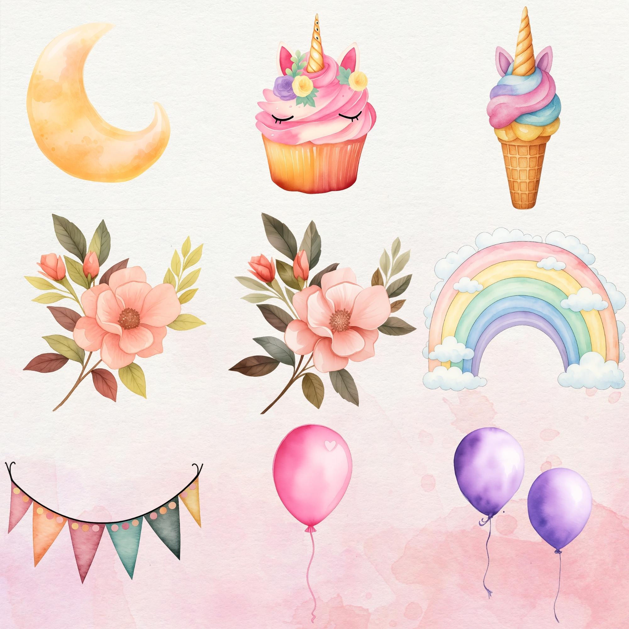 Watercolor - Cute Unicorn Png - Unicorn Clipart Bundle - Unicorn ...