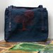 Navy Blue Reusable Fabric Market Bag Tree with Setting Sun Block Print 100% Cotton Canvas Duck Handmade Grocery Shopping Tote