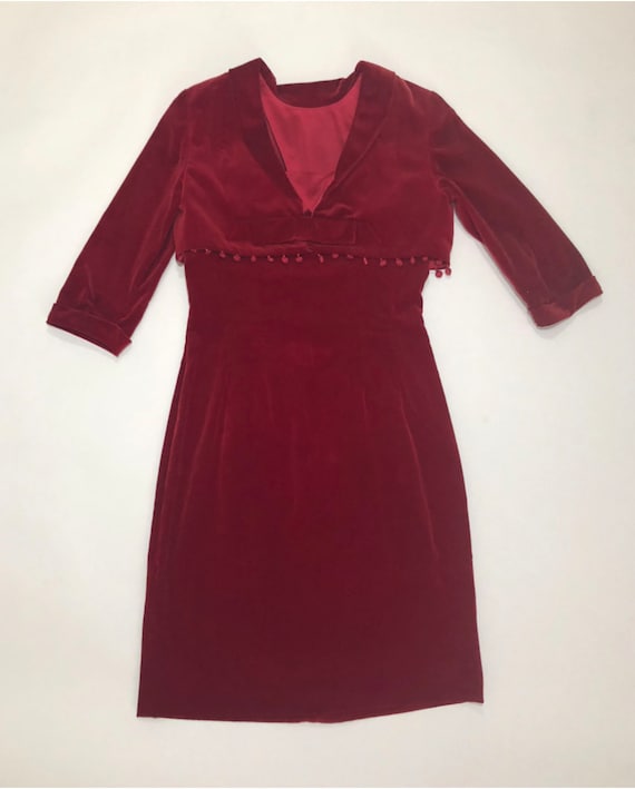 Red Velvet Dress with Bolero Jacket