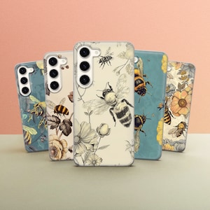 Floral Retro Bee Phone Case for iPhone 17 Pro Max 16e 15 14 13 Samsung Galaxy S26 Plus S25 Ultra S24 FE A56 A35 A36 Pixel 10a 10 9a 8 8a