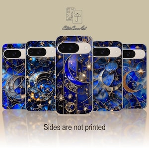 Celestial Phone Case Moon and Stars Cover for Google Pixel 9 8A 8 7A 6 Pro 6A iPhone 16 15 14 13 12 11 Max Samsung Galaxy S25 A15 A35 S25 FE