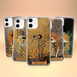 Funda para teléfono con diseño de cartas del Tarot inspiradas en Gustav Klimt, estilo artístico, para iPhone 16 Pro, 15, 14, 13 y 12, Samsung Galaxy S25 Ultra, S25+, S24, A15, A35, A56 FE