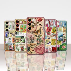 Funda de teléfono con sellos postales, collage personalizado para Samsung Galaxy S25 Ultra S24 S23 Plus A56 A55 A36 A15 iPhone 16 Pro Max 15 14 13 12