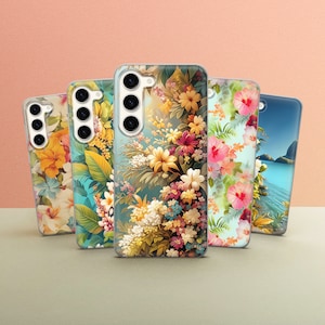 Coque de téléphone fleurs tropicales housse hawaïenne pour Samsung Galaxy S25 ultra A35 A55 S24 Fe S25 A15 A14 A54 A53 A25 A34 iPhone 16 15 14 13 12 11
