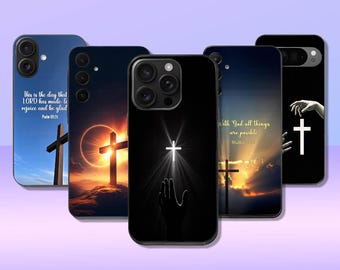 Christian Cross Bible Verse Phone Case for iPhone 17 Pro Max 16e 15 14 12 Samsung Galaxy S26 S25 Ultra S24 FE A56 A36 A15 Pixel 10a 10 9a 8